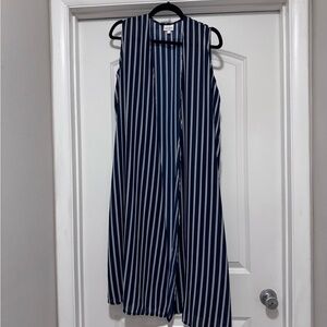 LuLaRoe Joy Navy Blue & White Striped Sleeveless Duster Vest Size M